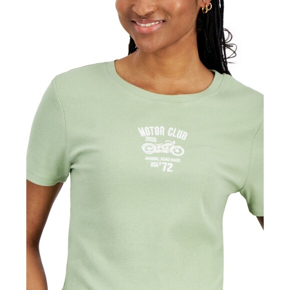 Grayson Threads, the Label Juniors' Motor Club Graphic Ribbed T-Shirt, Green, XL - Picture 2 of 3